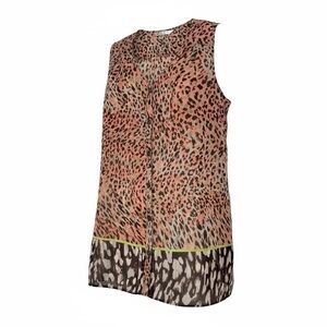 CAbi Pink and Brown Animal Print Sleeveless Top